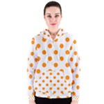 Polka Dots - Dark Orange on White Women s Zipper Hoodie