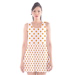 Polka Dots - Dark Orange on White Scoop Neck Skater Dress