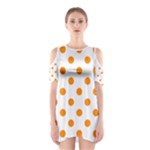 Polka Dots - Dark Orange on White Women s Cutout Shoulder Dress