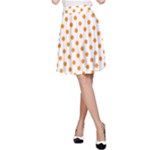 Polka Dots - Dark Orange on White A-Line Skirt
