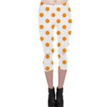 Polka Dots - Dark Orange on White Capri Leggings