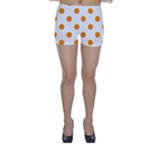 Polka Dots - Dark Orange on White Skinny Shorts