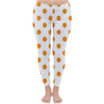 Polka Dots - Dark Orange on White Winter Leggings