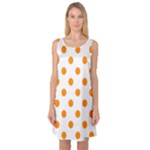 Polka Dots - Dark Orange on White Sleeveless Satin Nightdress