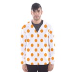 Polka Dots - Dark Orange on White Hooded Wind Breaker (Men)