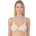 Polka Dots - Dark Orange on White Reversible Tri Bikini Top
