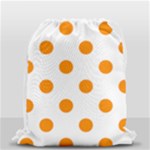 Polka Dots - Dark Orange on White Drawstring Bag (Small)