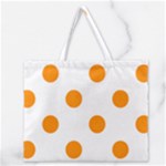 Polka Dots - Dark Orange on White Zipper Large Tote Bag