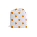 Polka Dots - Dark Orange on White Drawstring Pouch (M)