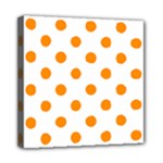 Polka Dots - Dark Orange on White Mini Canvas 8  x 8  (Stretched)