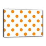 Polka Dots - Dark Orange on White Canvas 18  x 12  (Stretched)