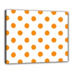 Polka Dots - Dark Orange on White Canvas 20  x 16  (Stretched)