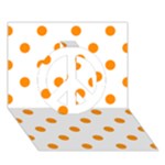 Polka Dots - Dark Orange on White Peace Sign 3D Greeting Card (7x5)