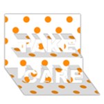 Polka Dots - Dark Orange on White TAKE CARE 3D Greeting Card (7x5)