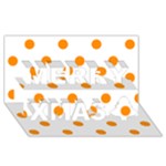 Polka Dots - Dark Orange on White Merry Xmas 3D Greeting Card (8x4)