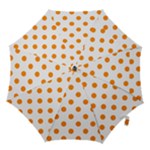 Polka Dots - Dark Orange on White Hook Handle Umbrella (Small)