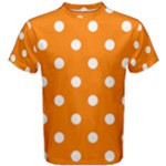 Polka Dots - White on Orange Men s Cotton Tee