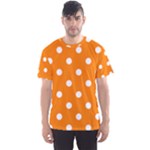 Polka Dots - White on Orange Men s Sport Mesh Tee
