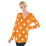 Polka Dots - White on Orange Women s Tie Up Tee