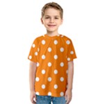 Polka Dots - White on Orange Kid s Sport Mesh Tee
