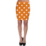Polka Dots - White on Orange Bodycon Skirt