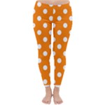 Polka Dots - White on Orange Winter Leggings