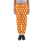 Polka Dots - White on Orange Women s Jogger Sweatpants