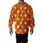 Polka Dots - White on Orange Hooded Wind Breaker (Kids)