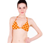 Polka Dots - White on Orange Bikini Top