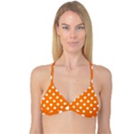 Polka Dots - White on Orange Reversible Tri Bikini Top