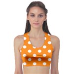 Polka Dots - White on Orange Women s Sports Bra