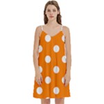 Polka Dots - White on Orange Women s Reversible Sports Bra with Border