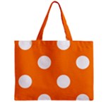 Polka Dots - White on Orange Zipper Mini Tote Bag