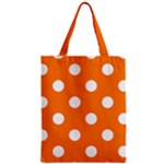 Polka Dots - White on Orange Zipper Classic Tote Bag