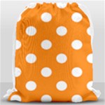 Polka Dots - White on Orange Drawstring Bag (Large)