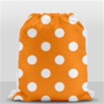 Polka Dots - White on Orange Drawstring Bag (Small)