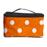 Polka Dots - White on Orange Cosmetic Storage Case