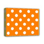 Polka Dots - White on Orange Deluxe Canvas 14  x 11  (Stretched)