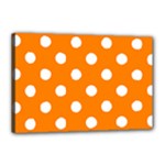 Polka Dots - White on Orange Canvas 18  x 12  (Stretched)