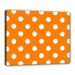 Polka Dots - White on Orange Canvas 20  x 16  (Stretched)