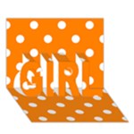 Polka Dots - White on Orange GIRL 3D Greeting Card (7x5)