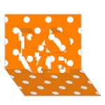 Polka Dots - White on Orange LOVE 3D Greeting Card (7x5)