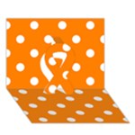 Polka Dots - White on Orange Ribbon 3D Greeting Card (7x5)