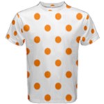 Polka Dots - Orange on White Men s Cotton Tee