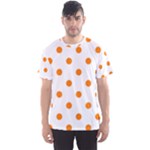 Polka Dots - Orange on White Men s Sport Mesh Tee