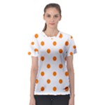 Polka Dots - Orange on White Women s Sport Mesh Tee