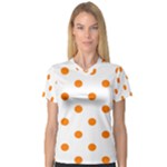 Polka Dots - Orange on White Women s V-Neck Sport Mesh Tee