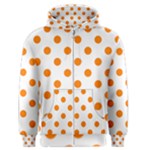 Polka Dots - Orange on White Men s Zipper Hoodie