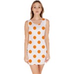 Polka Dots - Orange on White Bodycon Dress