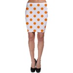 Polka Dots - Orange on White Bodycon Skirt
